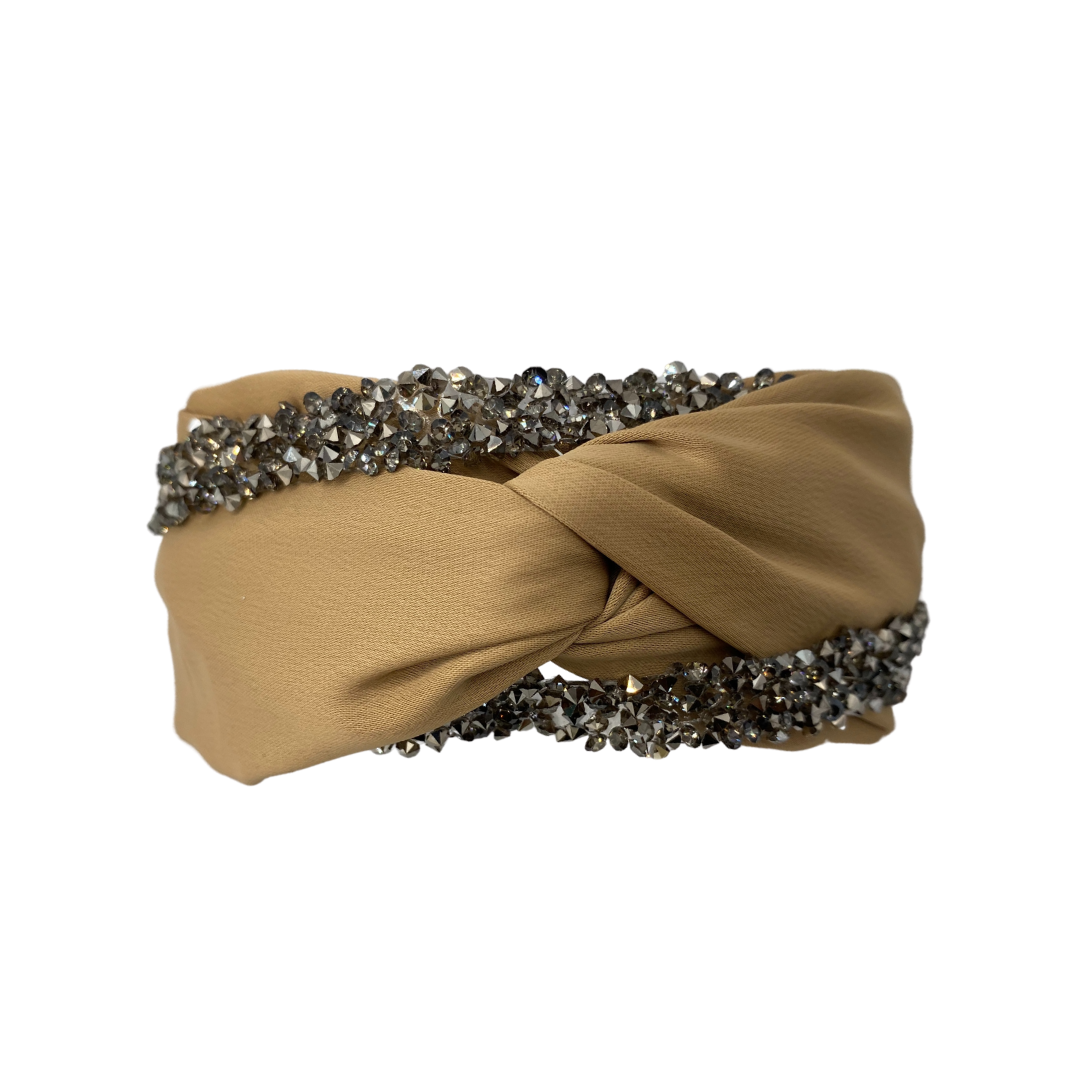 MUM's CORNER - EWA TWIST EMBELLISHED HEADBAND IN MATTE SATIN