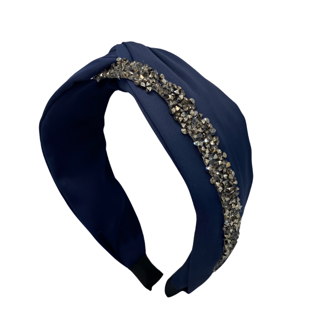 MUM's CORNER - EWA TWIST EMBELLISHED HEADBAND IN MATTE SATIN