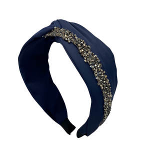 MUM's CORNER - EWA TWIST EMBELLISHED HEADBAND IN MATTE SATIN