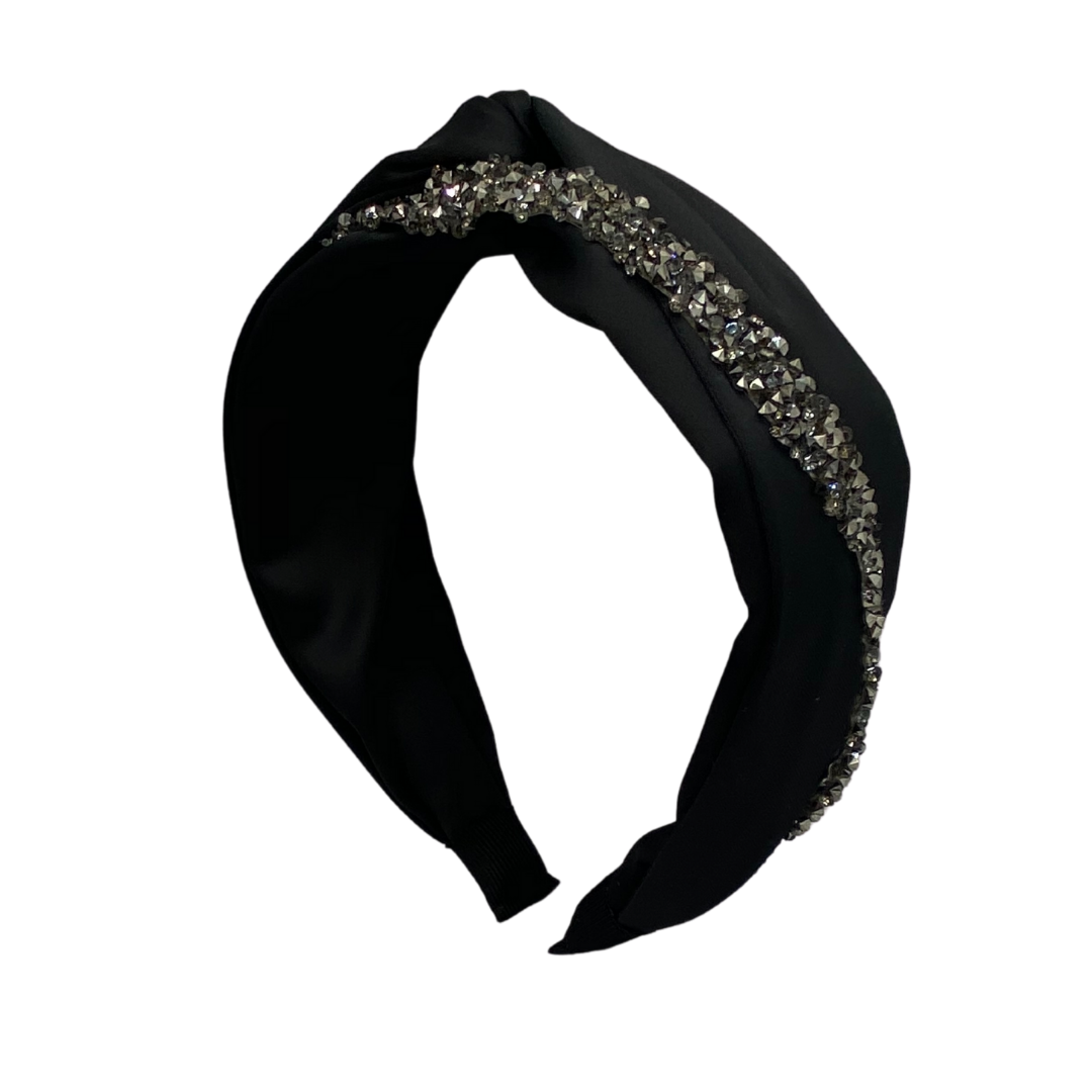 MUM's CORNER - EWA TWIST EMBELLISHED HEADBAND IN MATTE SATIN