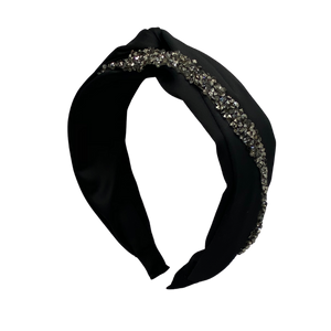 MUM's CORNER - EWA TWIST EMBELLISHED HEADBAND IN MATTE SATIN