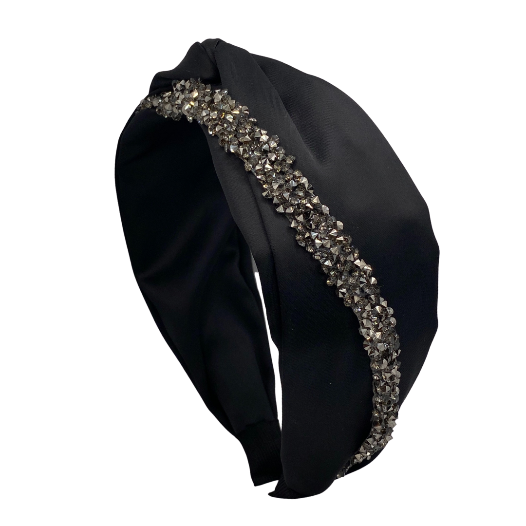 MUM's CORNER - EWA TWIST EMBELLISHED HEADBAND IN MATTE SATIN