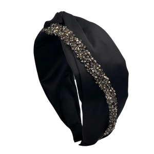 MUM's CORNER - EWA TWIST EMBELLISHED HEADBAND IN MATTE SATIN