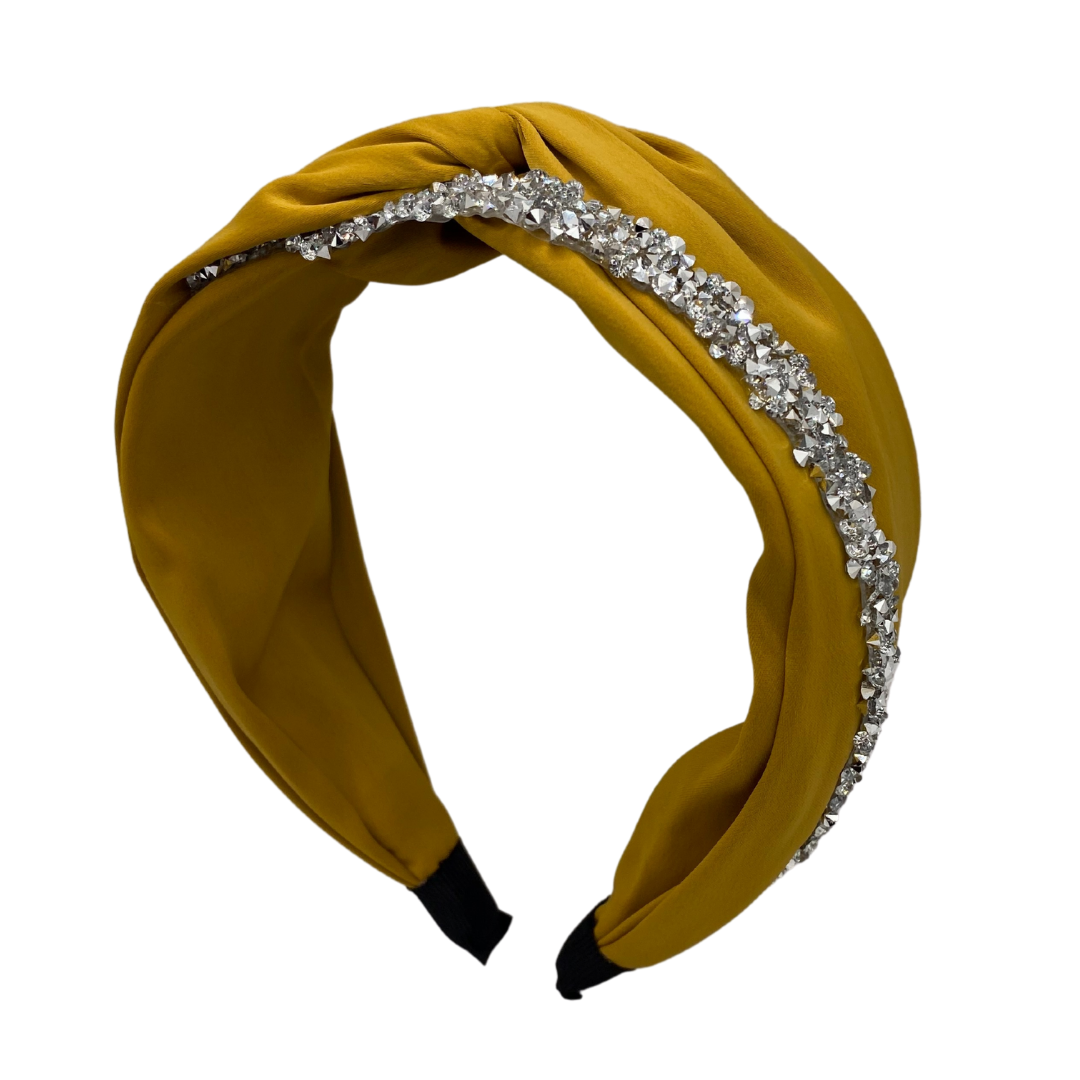 MUM's CORNER - EWA TWIST EMBELLISHED HEADBAND IN MATTE SATIN