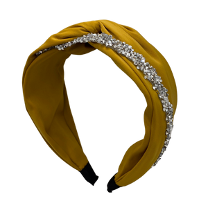 MUM's CORNER - EWA TWIST EMBELLISHED HEADBAND IN MATTE SATIN