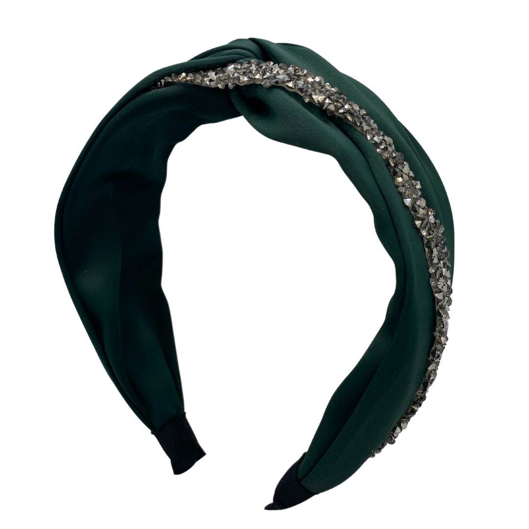 MUM's CORNER - EWA TWIST EMBELLISHED HEADBAND IN MATTE SATIN
