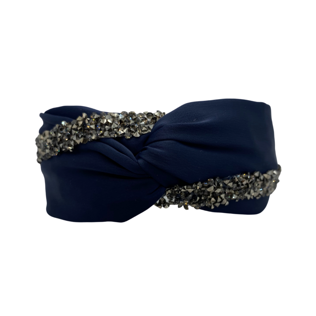 MUM's CORNER - EWA TWIST EMBELLISHED HEADBAND IN MATTE SATIN