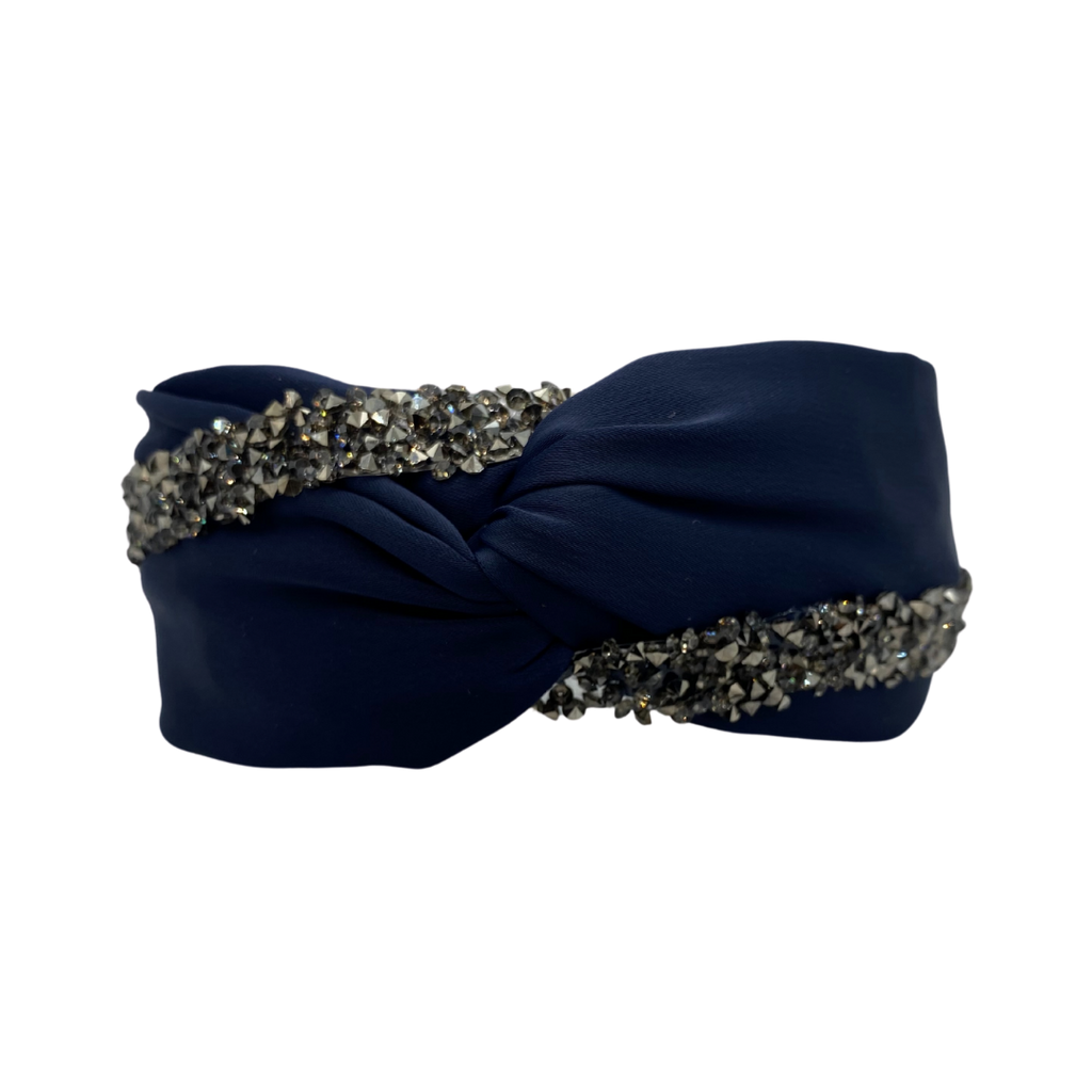 MUM's CORNER - EWA TWIST EMBELLISHED HEADBAND IN MATTE SATIN