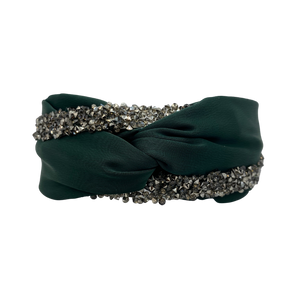 MUM's CORNER - EWA TWIST EMBELLISHED HEADBAND IN MATTE SATIN